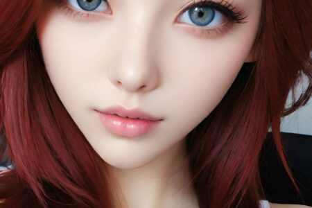 AI girl with red hair wallpaper
