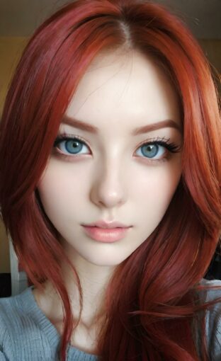 AI girl with red hair wallpaper