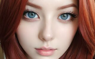 AI girl with red hair wallpaper