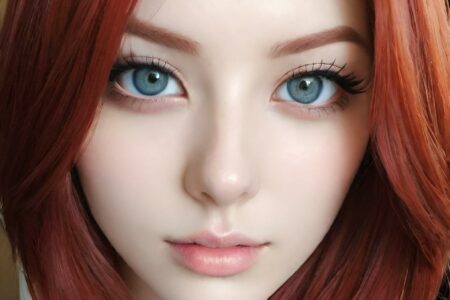 AI girl with red hair wallpaper