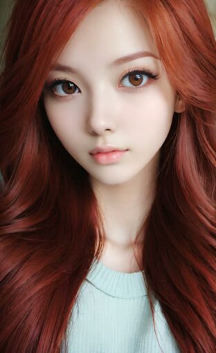 AI girl with red hair wallpaper