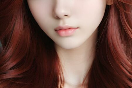 AI girl with red hair wallpaper