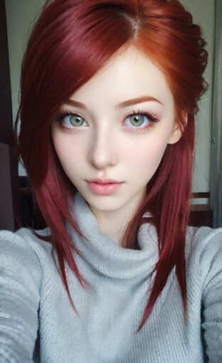 AI girl with red hair wallpaper