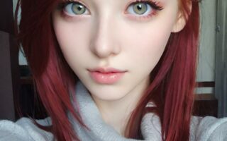 AI girl with red hair wallpaper