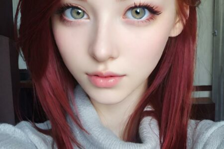 AI girl with red hair wallpaper