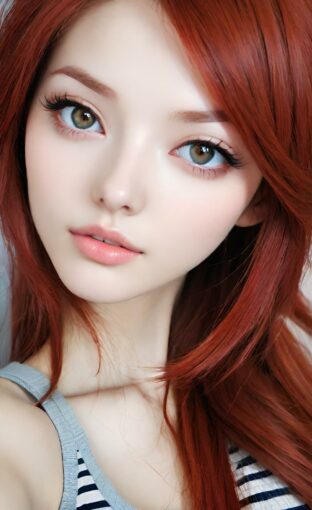 AI girl with red hair wallpaper