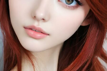 AI girl with red hair wallpaper
