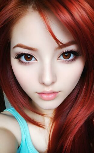 AI girl with red hair wallpaper