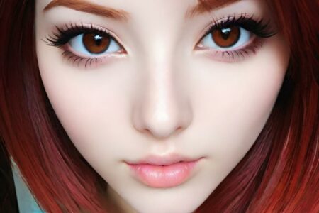 AI girl with red hair wallpaper