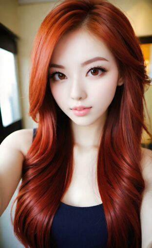 AI girl with red hair wallpaper