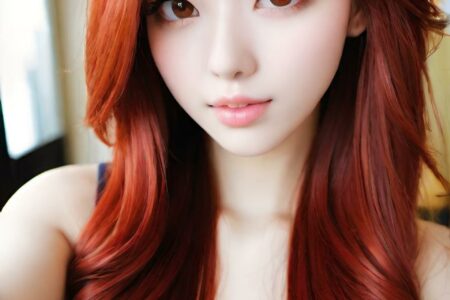 AI girl with red hair wallpaper