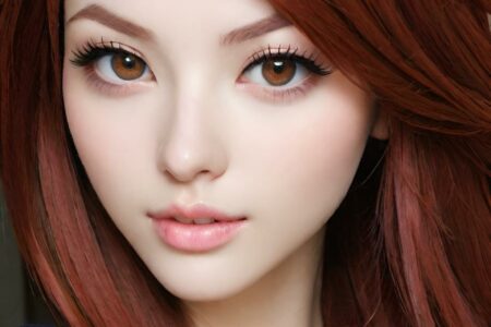 AI girl with red hair wallpaper