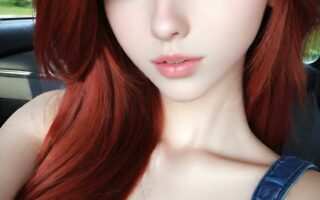 AI girl with red hair wallpaper