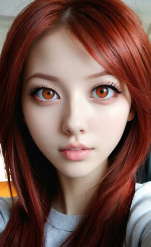 AI girl with red hair wallpaper
