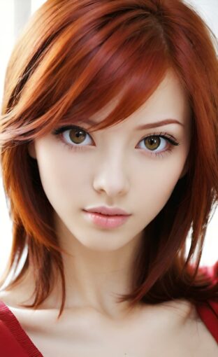 AI girl with red hair wallpaper