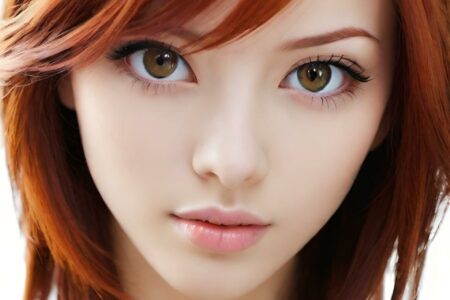 AI girl with red hair wallpaper