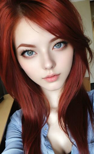 AI girl with red hair wallpaper