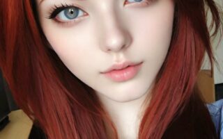 AI girl with red hair wallpaper