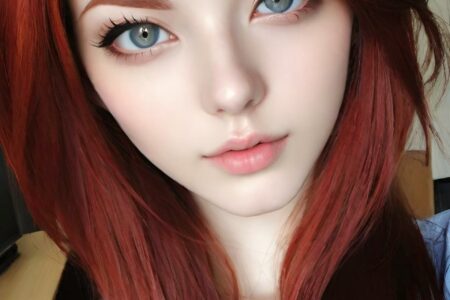 AI girl with red hair wallpaper