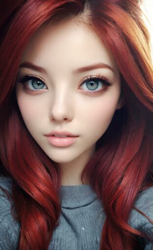 AI girl with red hair wallpaper