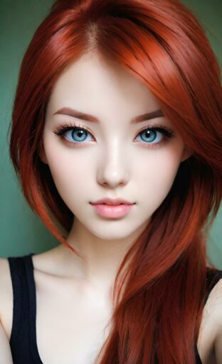 AI girl with red hair wallpaper