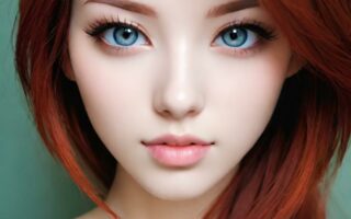 AI girl with red hair wallpaper