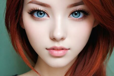 AI girl with red hair wallpaper