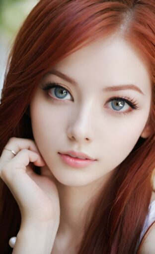 AI girl with red hair wallpaper