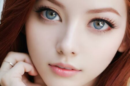 AI girl with red hair wallpaper