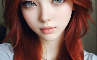 AI girl with red hair wallpaper