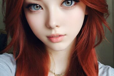 AI girl with red hair wallpaper
