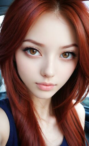 AI girl with red hair wallpaper
