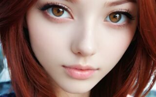 AI girl with red hair wallpaper
