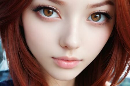 AI girl with red hair wallpaper