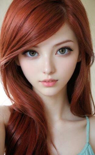 AI girl with red hair wallpaper