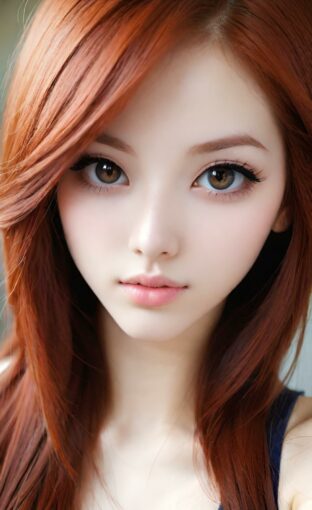 AI girl with red hair wallpaper