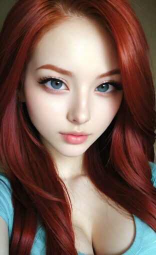 AI girl with red hair wallpaper