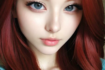 AI girl with red hair wallpaper