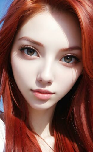 AI girl with red hair wallpaper