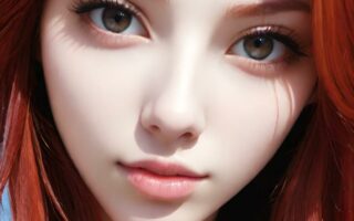AI girl with red hair wallpaper