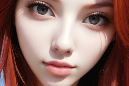 AI girl with red hair wallpaper