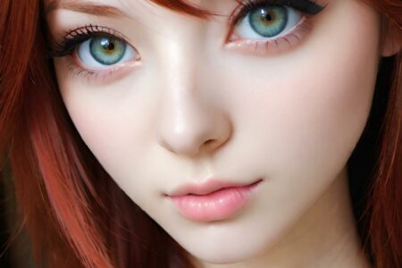 AI girl with red hair wallpaper