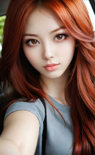 AI girl with red hair wallpaper
