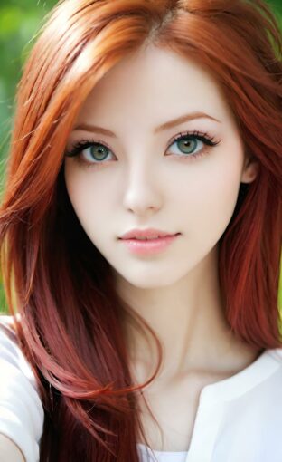 AI girl with red hair wallpaper
