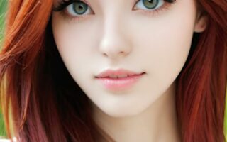 AI girl with red hair wallpaper