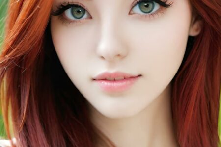 AI girl with red hair wallpaper
