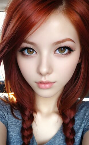AI girl with red hair wallpaper