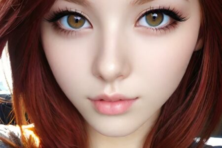AI girl with red hair wallpaper