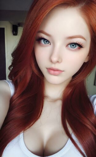 AI girl with red hair wallpaper