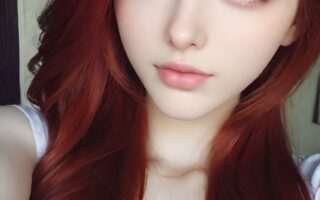 AI girl with red hair wallpaper